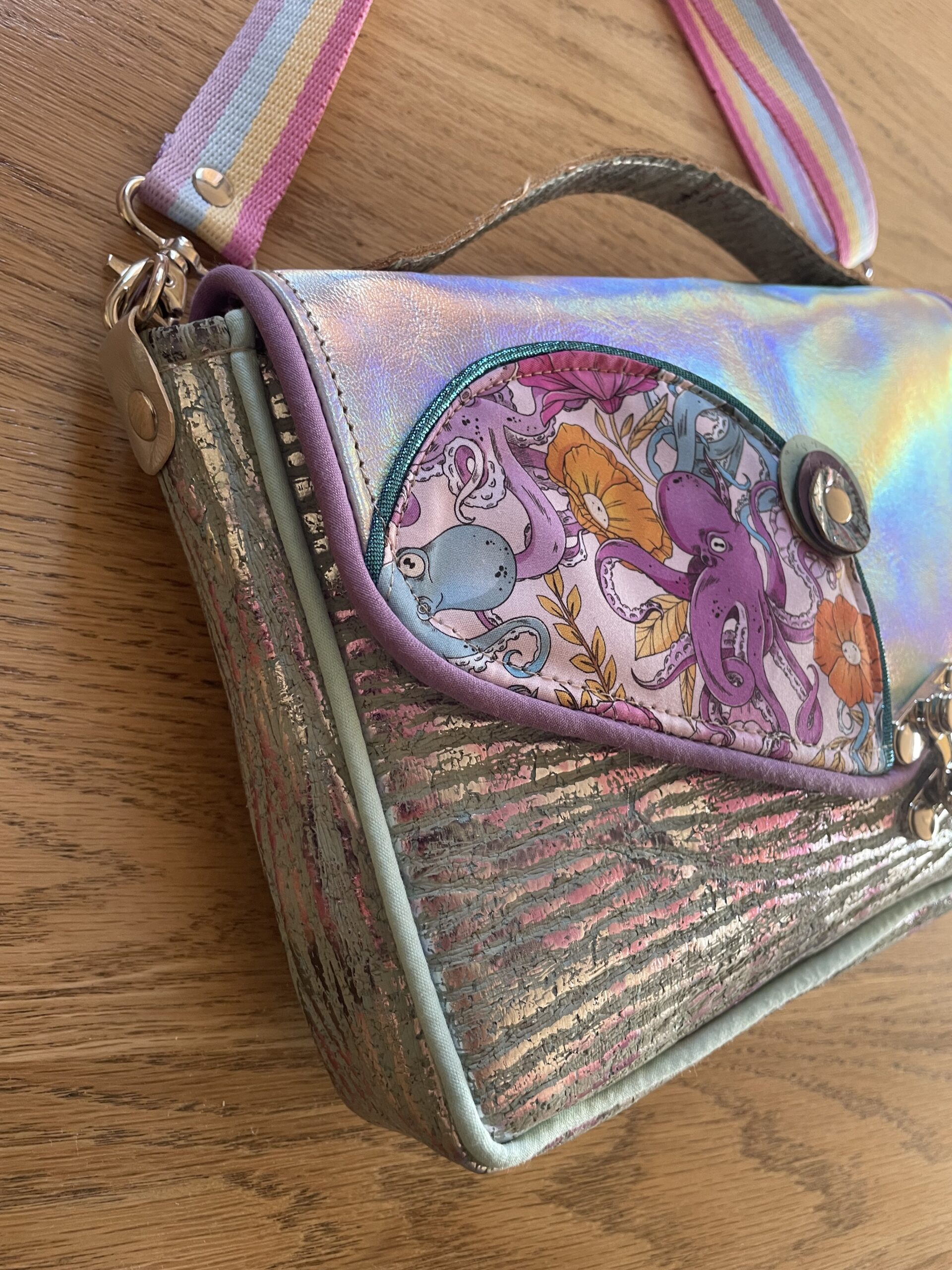 Sac Madi – Sous l'Océan | Sac artisanal en cuir, liège et tissu by Lixy – Image 3