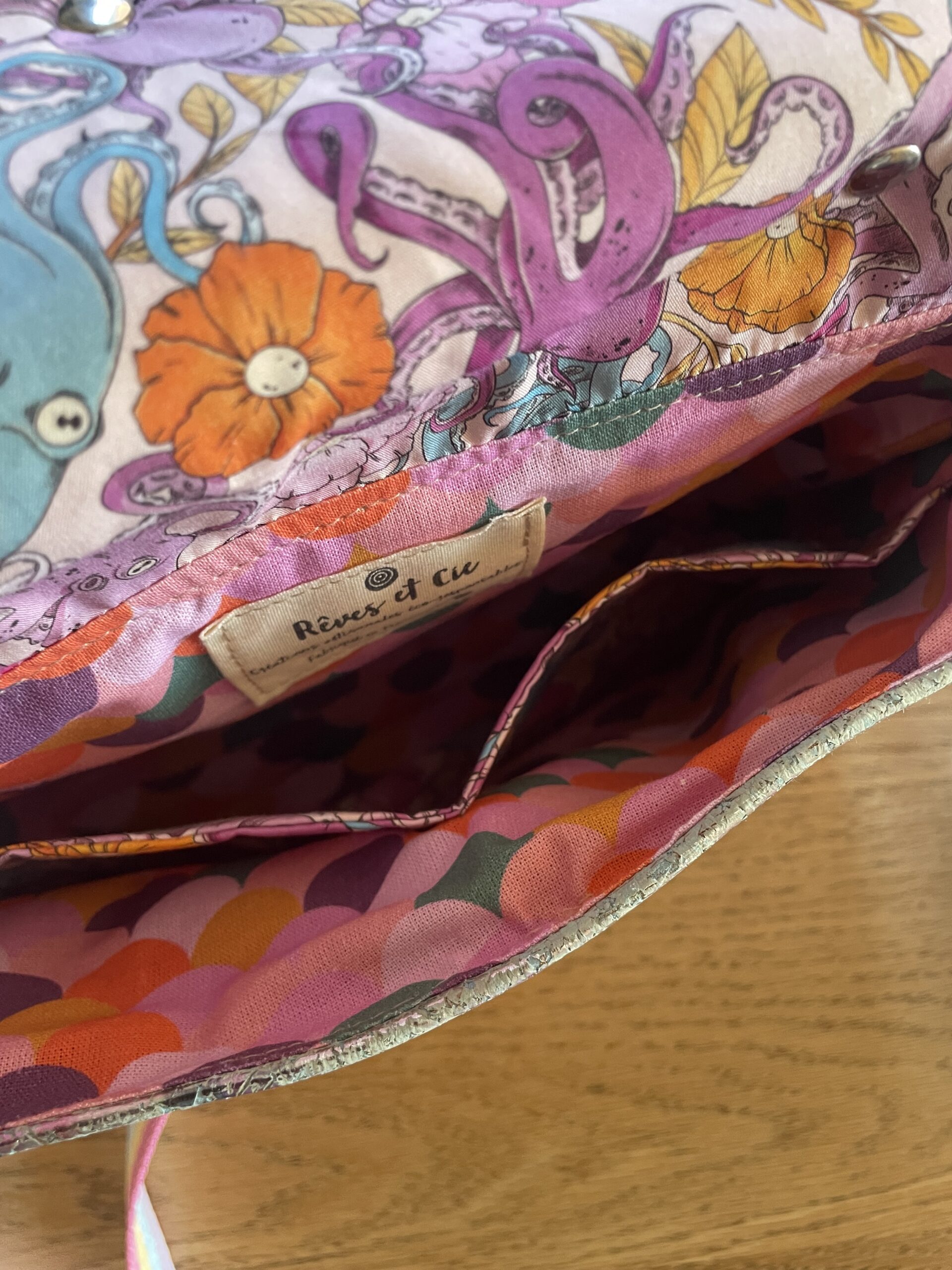Sac Madi – Sous l'Océan | Sac artisanal en cuir, liège et tissu by Lixy – Image 7