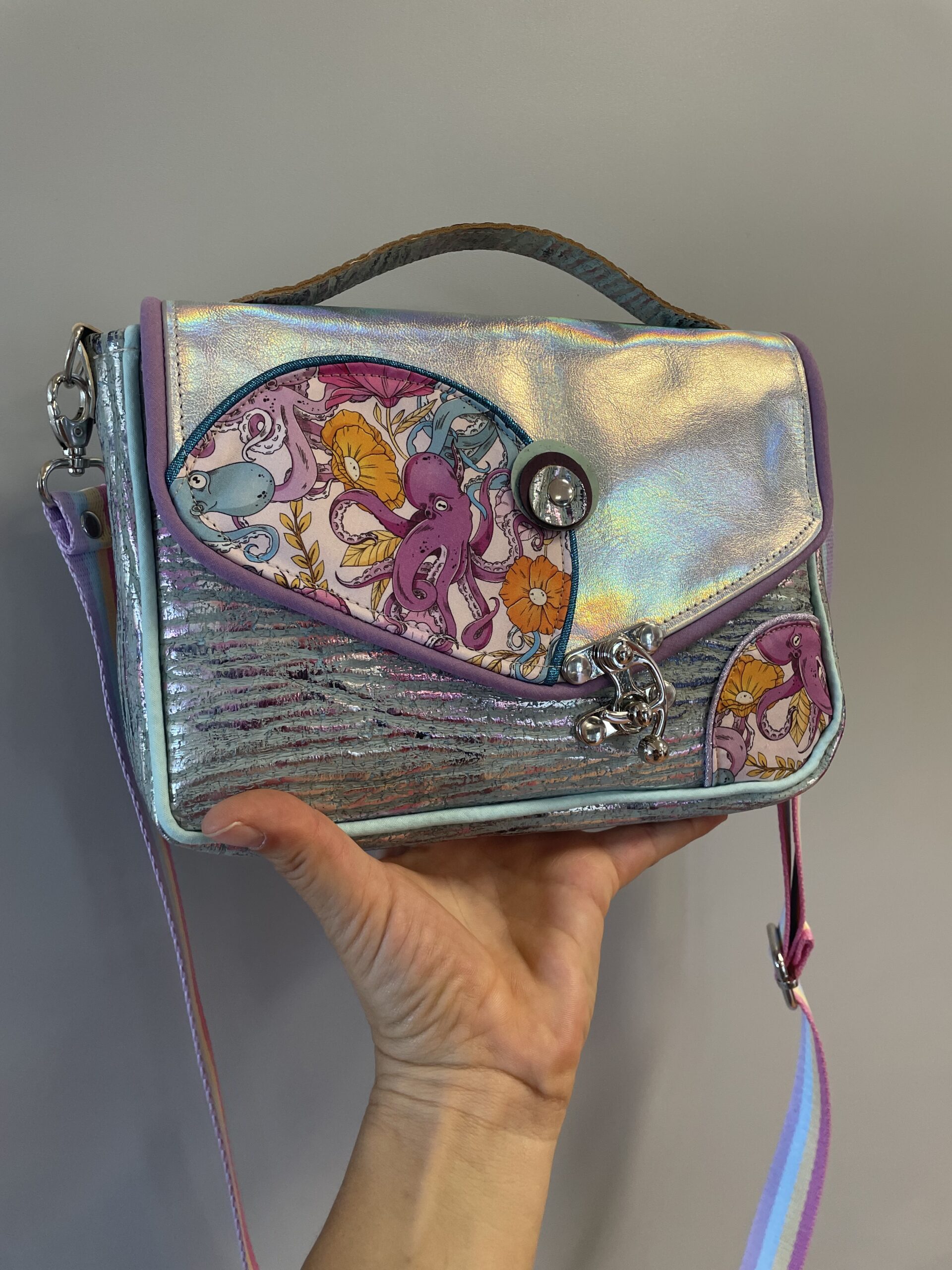 Sac Madi – Sous l'Océan | Sac artisanal en cuir, liège et tissu by Lixy – Image 8