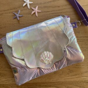 Sac pochette Néréa – Sous l'Océan | Sac artisanal en cuir et tissu matelassé