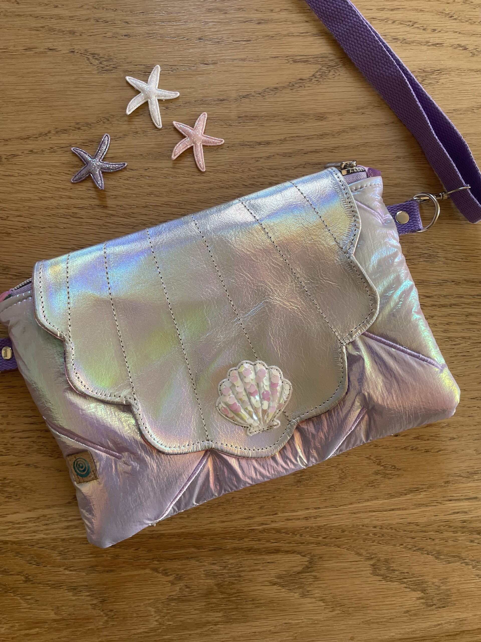 Sac pochette Néréa – Sous l'Océan | Sac artisanal en cuir et tissu matelassé