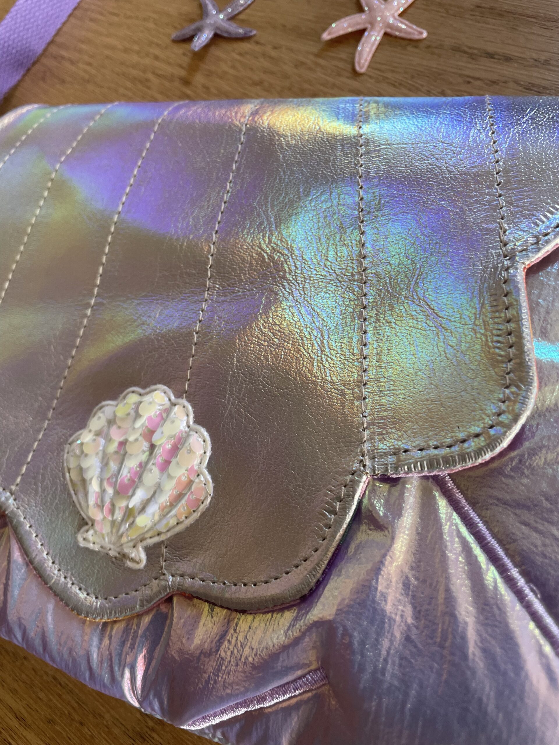 Sac pochette Néréa – Sous l'Océan | Sac artisanal en cuir et tissu matelassé – Image 2