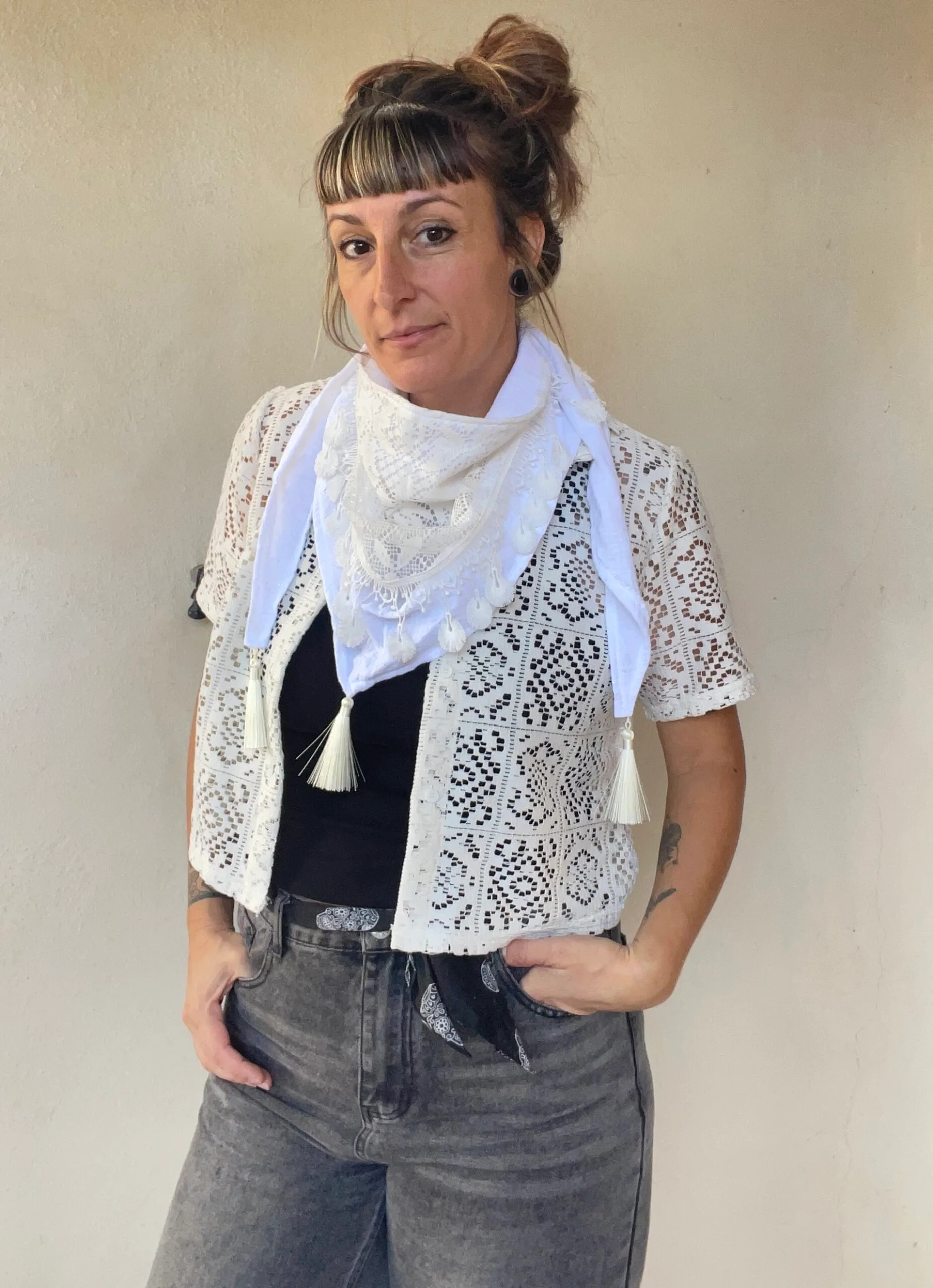Chemisette en dentelle upcyclé S/M – Image 5