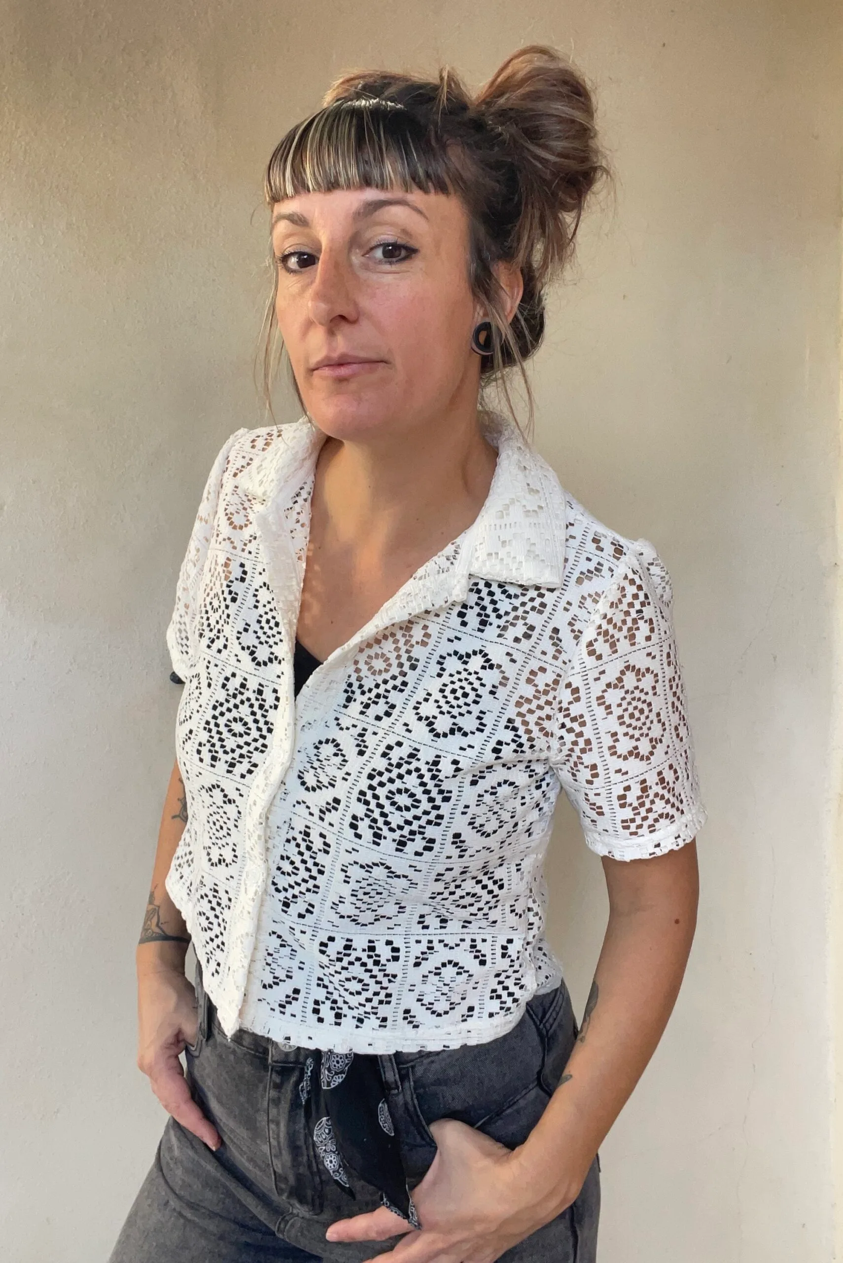 Chemisette en dentelle upcyclé S/M – Image 4